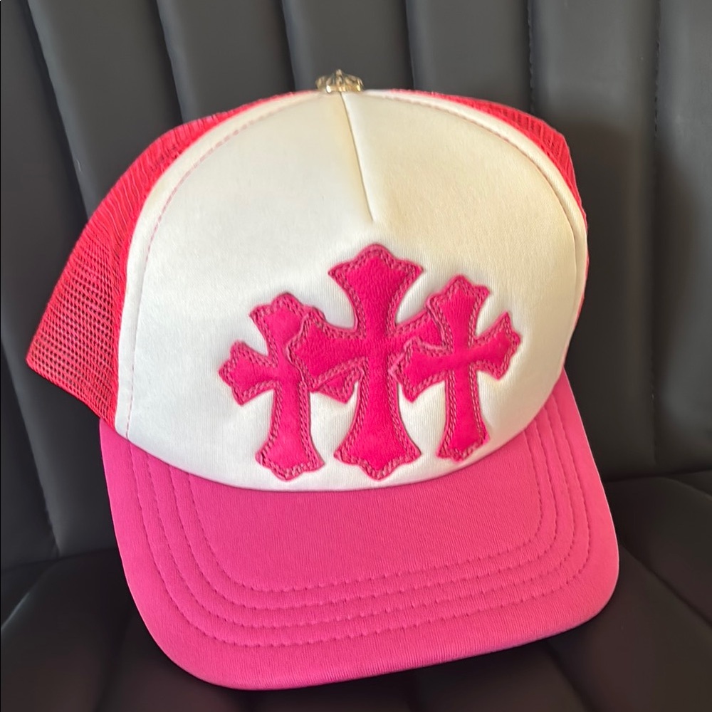 Chrome Hearts Pink and White Trucker Hat